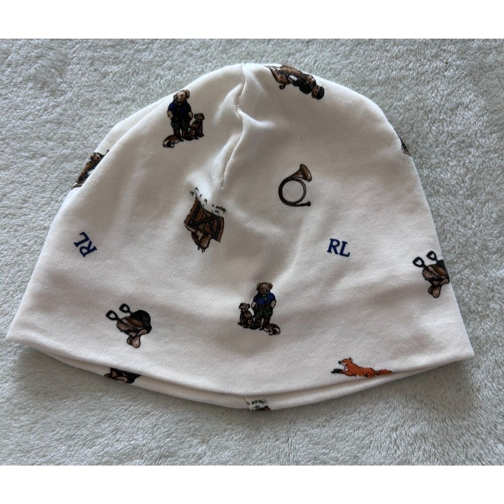 Polo Ralph Lauren Baby Hat Beanie 0-9 months Polo Bear Horse Dog Equestrian